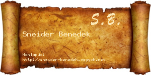 Sneider Benedek névjegykártya